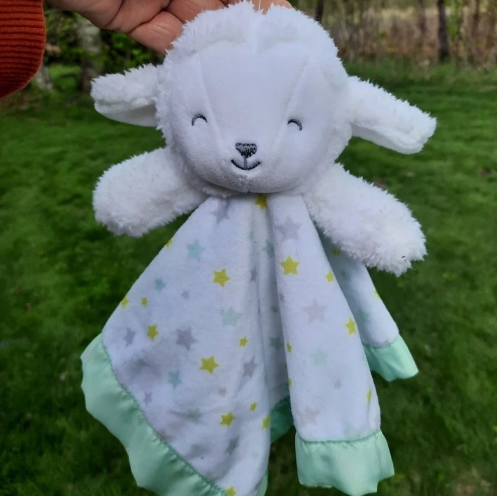 Carters White Lamb Lovey Plush Security Blanket 12.5"